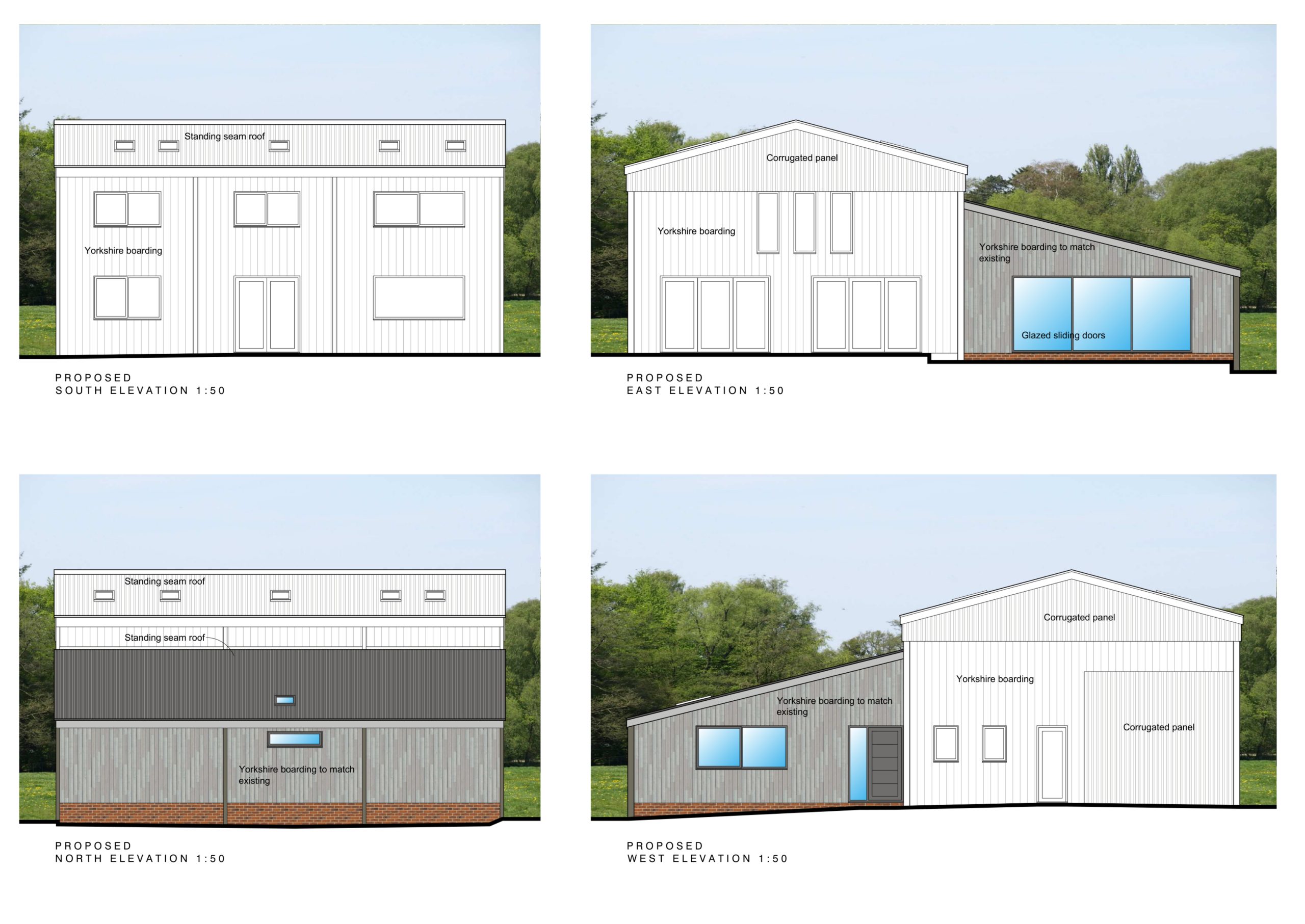 Proposed elevations of Cheltenham barn conversion extension