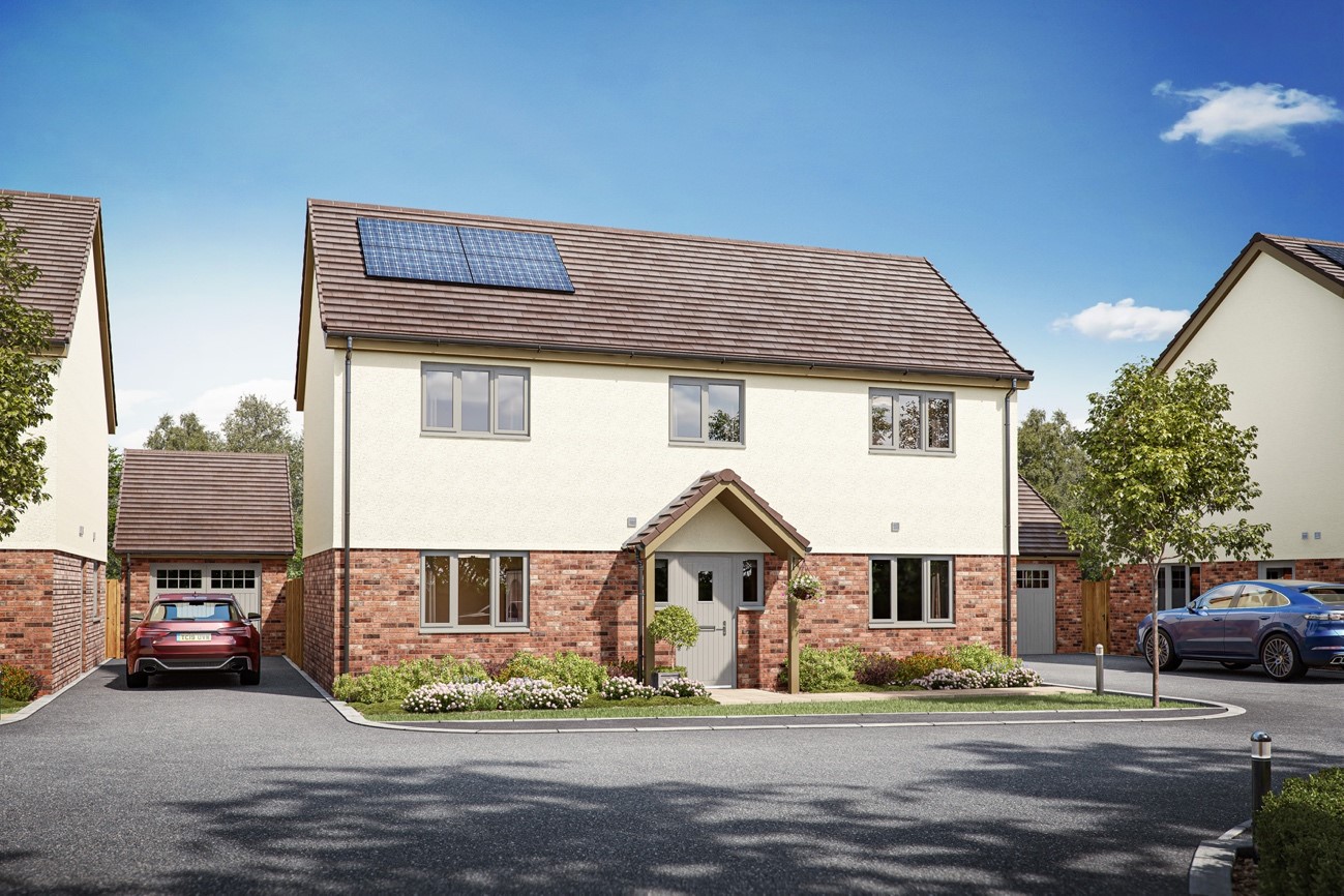 Architectural CGI of a detached house with garage at Minsterworth